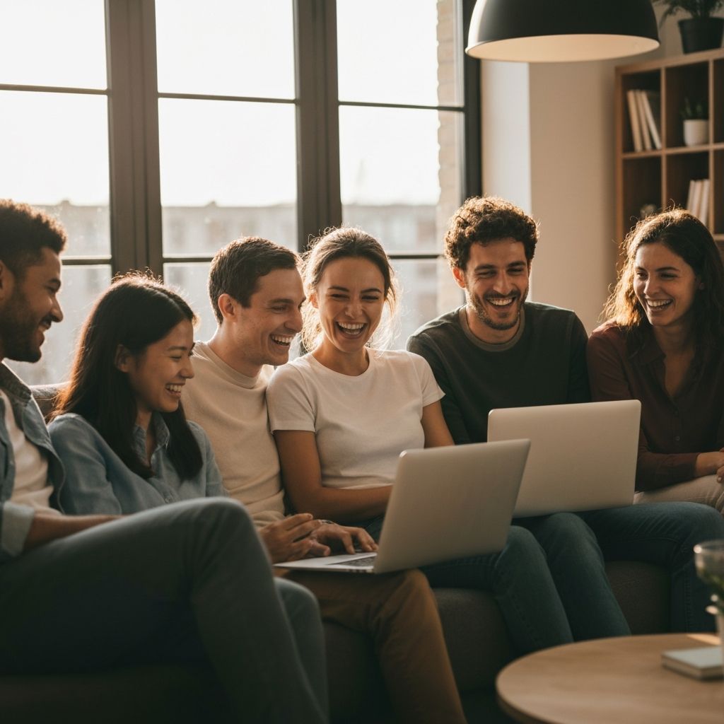 Team collaborating around a table with colorful materials